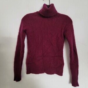Cashmere Addiction 100% Cashmere Purple Turtleneck Pullover Cozy Sweater Small